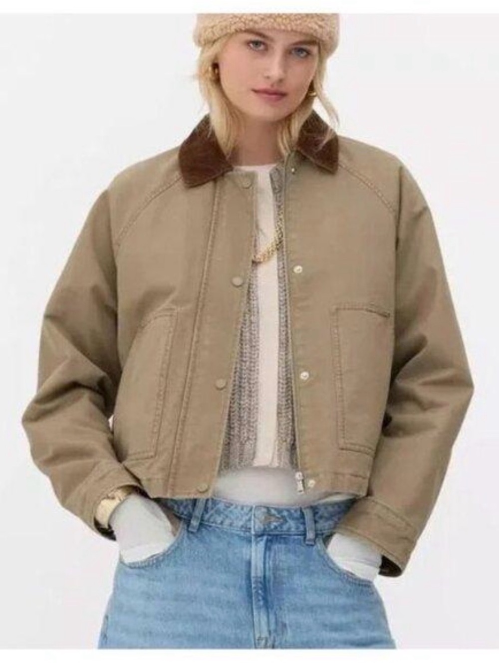 Hunter Original Cotton Barn Hunting Jacket Tanile Tan Corduroy Collar - M - Picture 8 of 8
